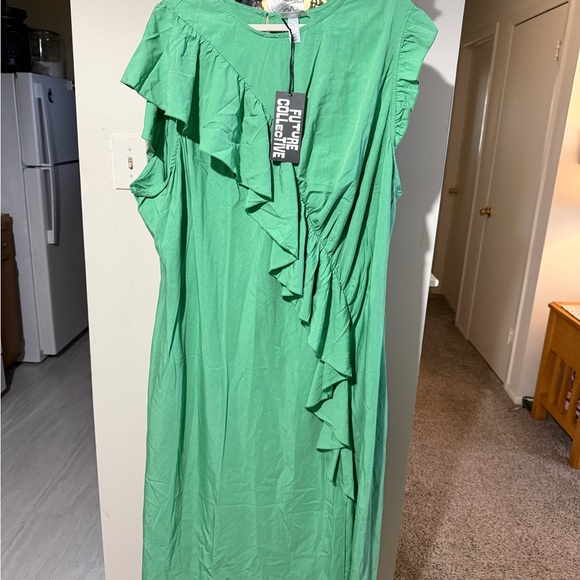 Future Collective Dresses & Skirts - Future Collective Asymmetrical Green Dress